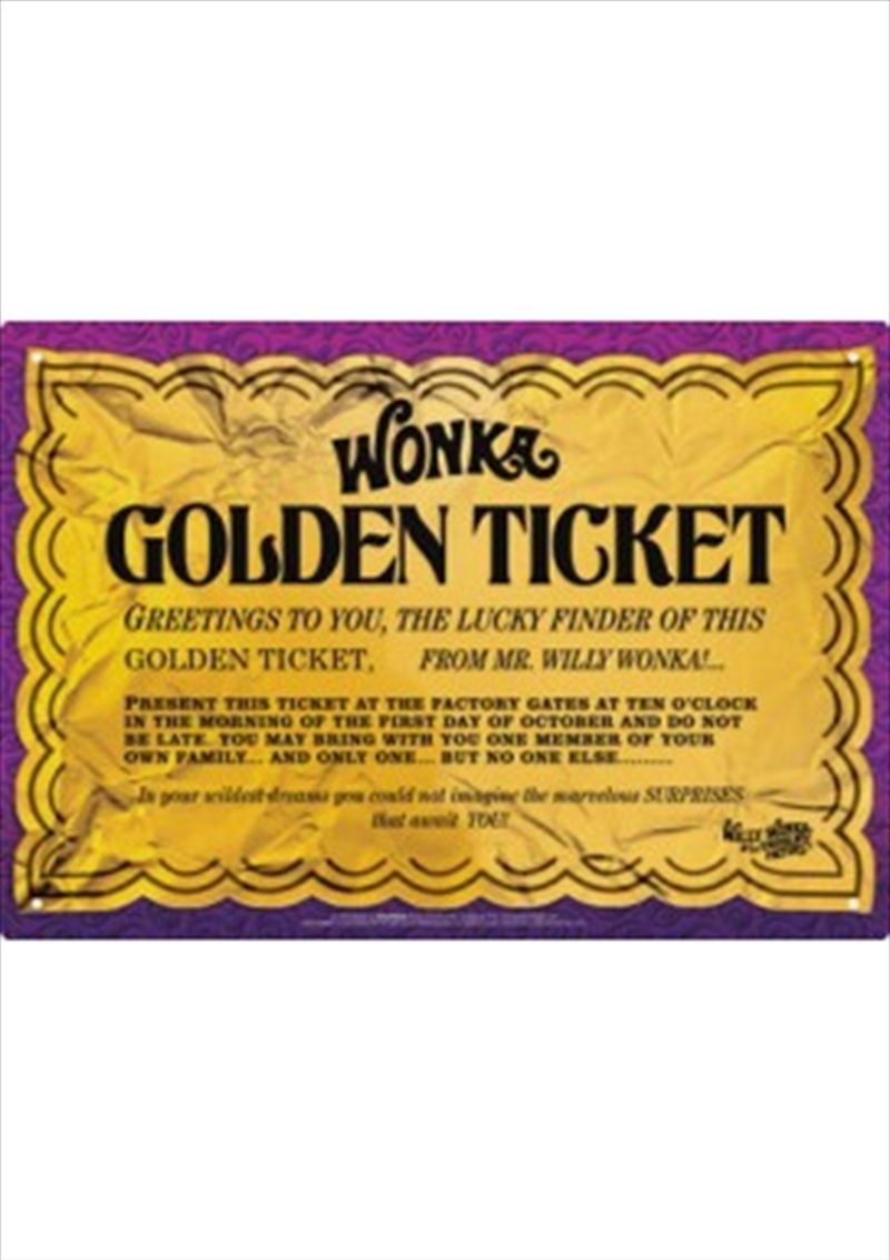 Willy Wonka Golden Ticket Tin Sign/Product Detail/Posters & Prints