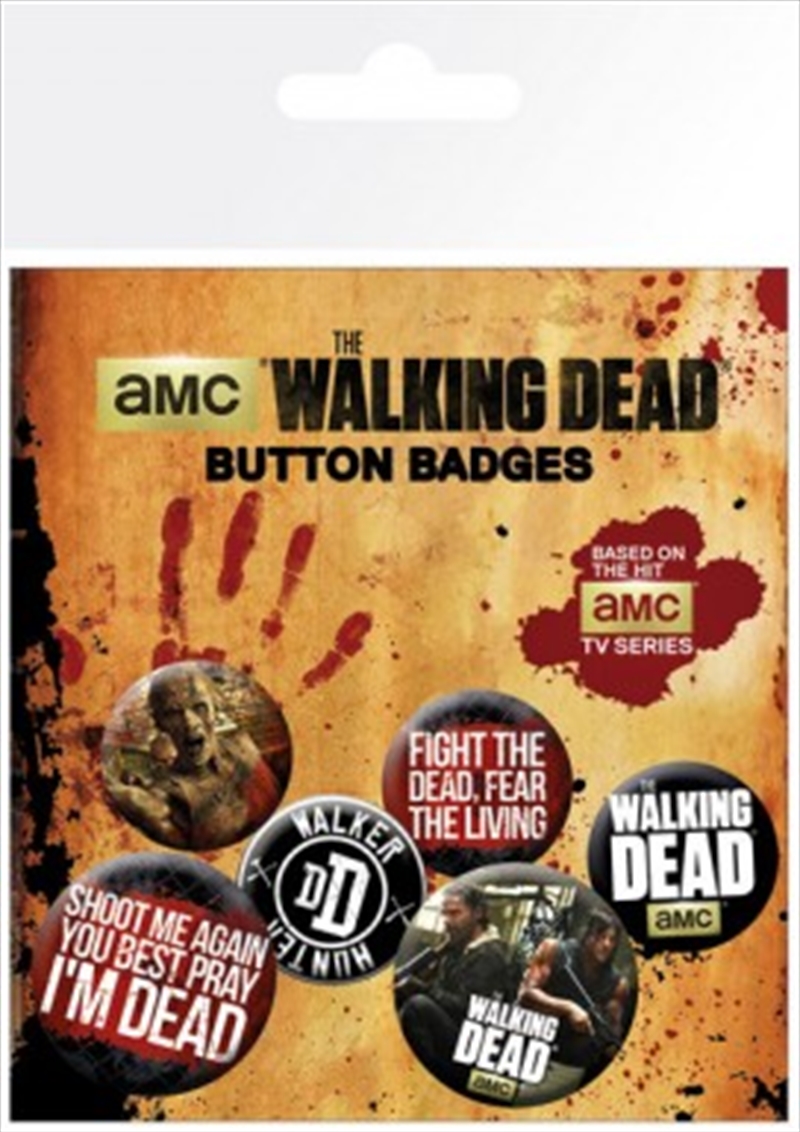 The Walking Dead Phrases Badge 6 Pack Sanity