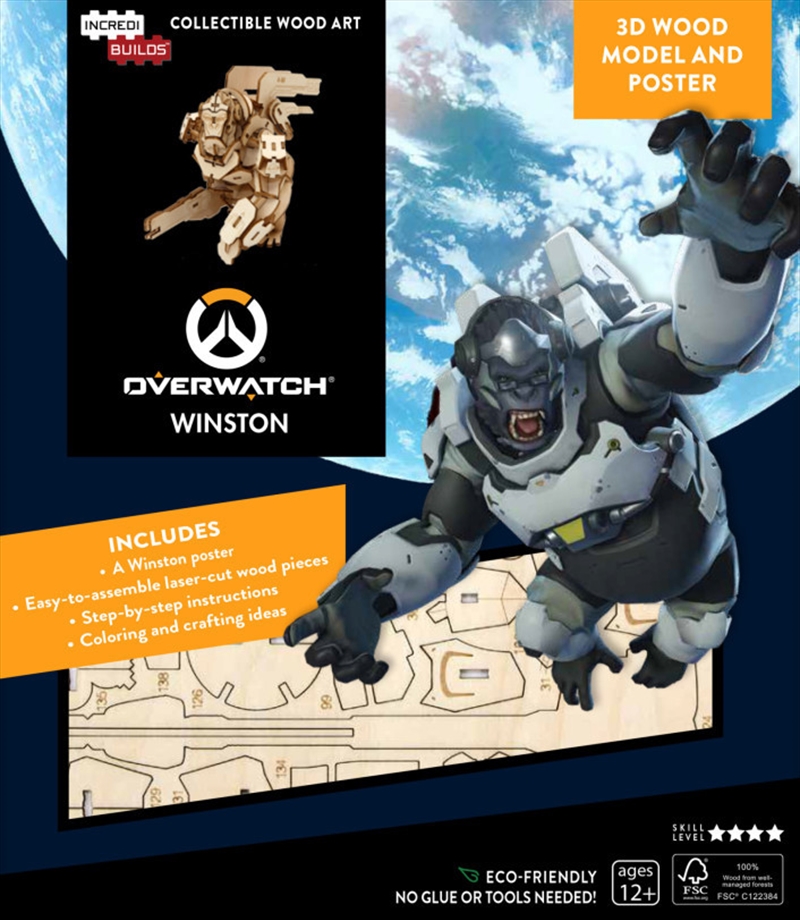 Incredibuilds Overwatch Winston 3D Wood Model And Poster | Merchandise