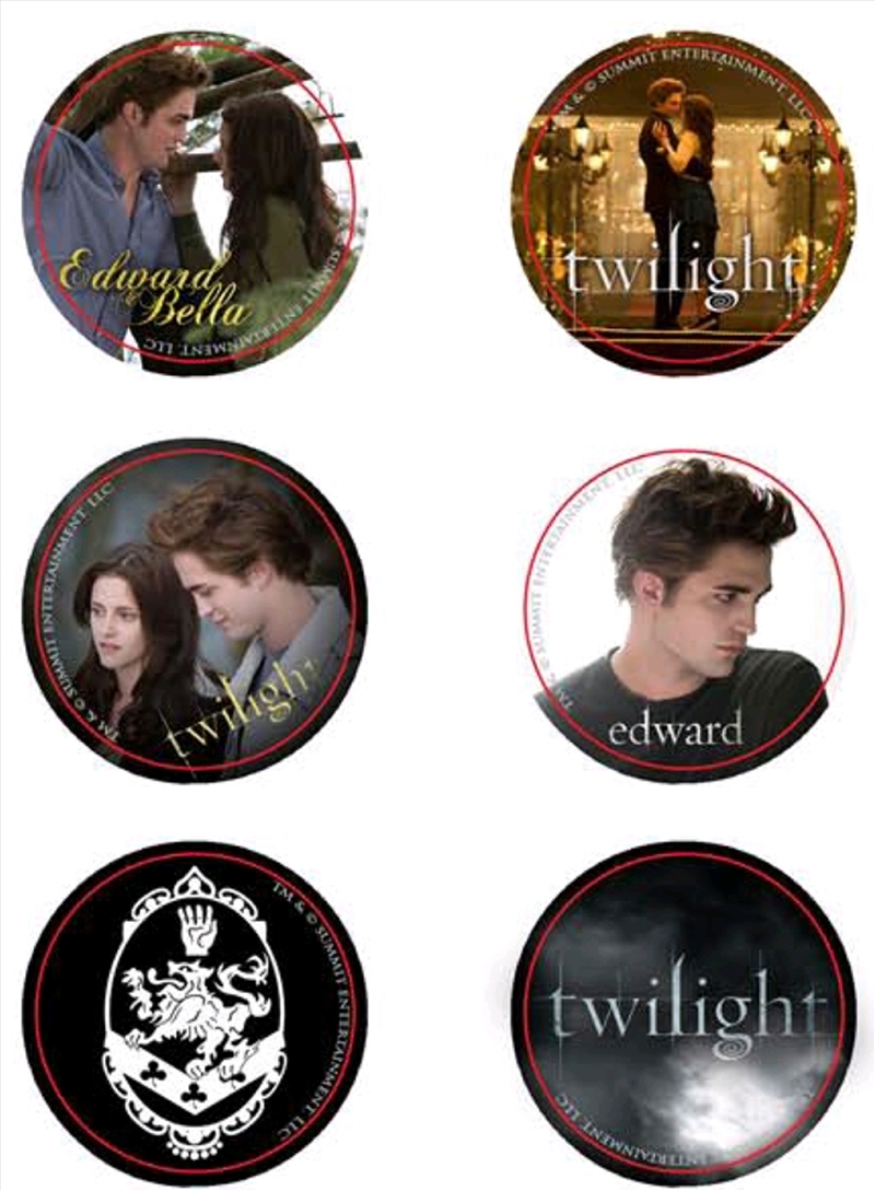 Twilight - Pin Set of 6 Style B Cullen Crest/Product Detail/Buttons & Pins