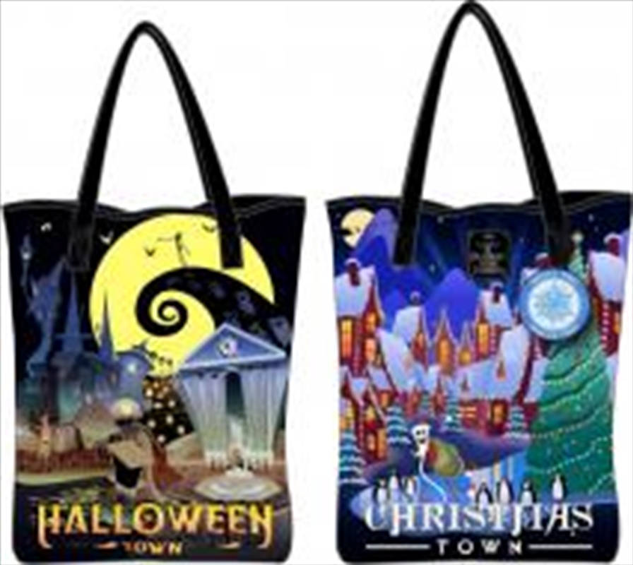 Loungefly - The Nightmare Before Christmas - Halloween Town / Christmas Town Tote Bag/Product Detail/Bags