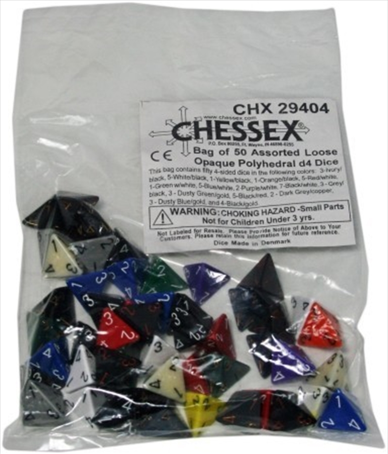 BULK D4 Dice Assorted Loose Opaque Polyhedral (50 Dice in Bag)/Product Detail/Dice Games