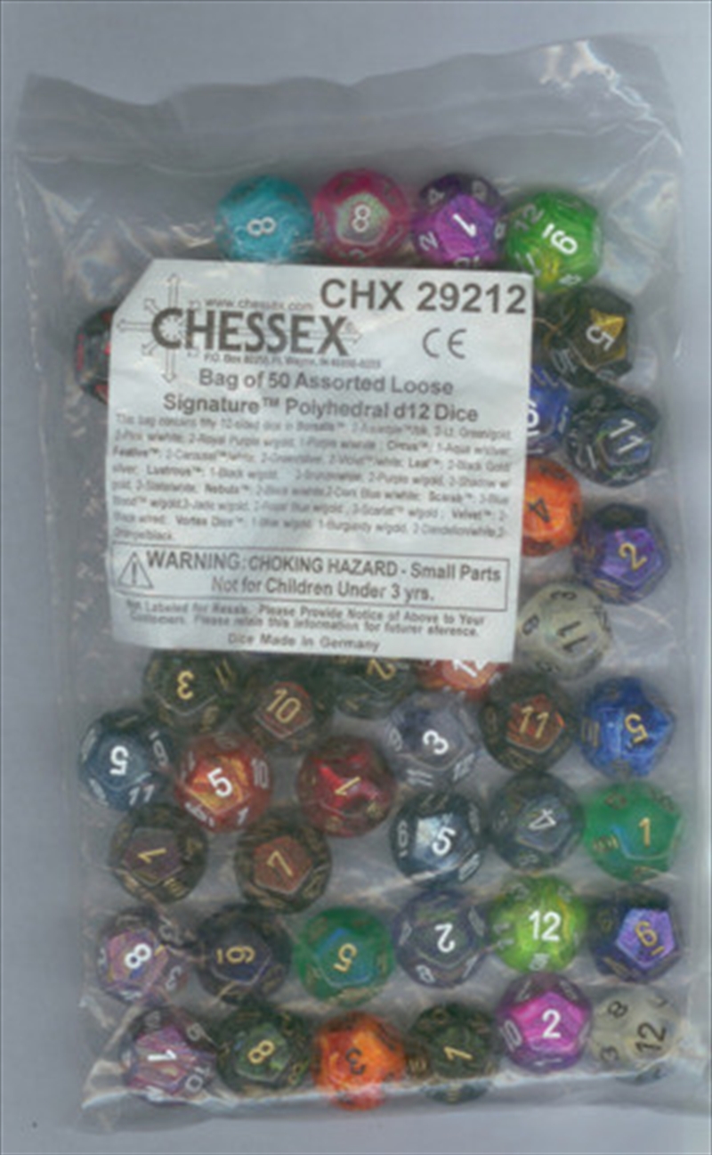 BULK D12 Dice Assorted Loose Signature Polyhedral (50 Dice in Bag) | Merchandise