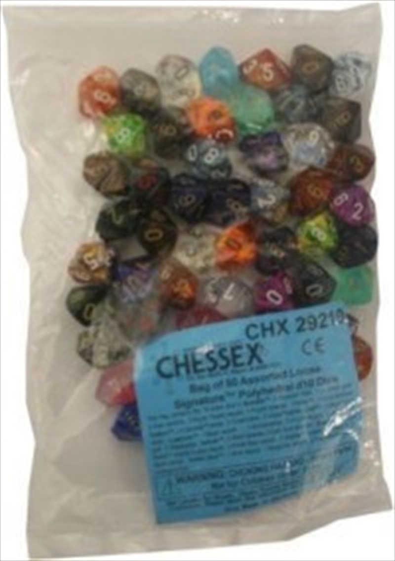 BULK D10 Dice Assorted Loose Signature Polyhedral (50 Dice in Bag)/Product Detail/Dice Games
