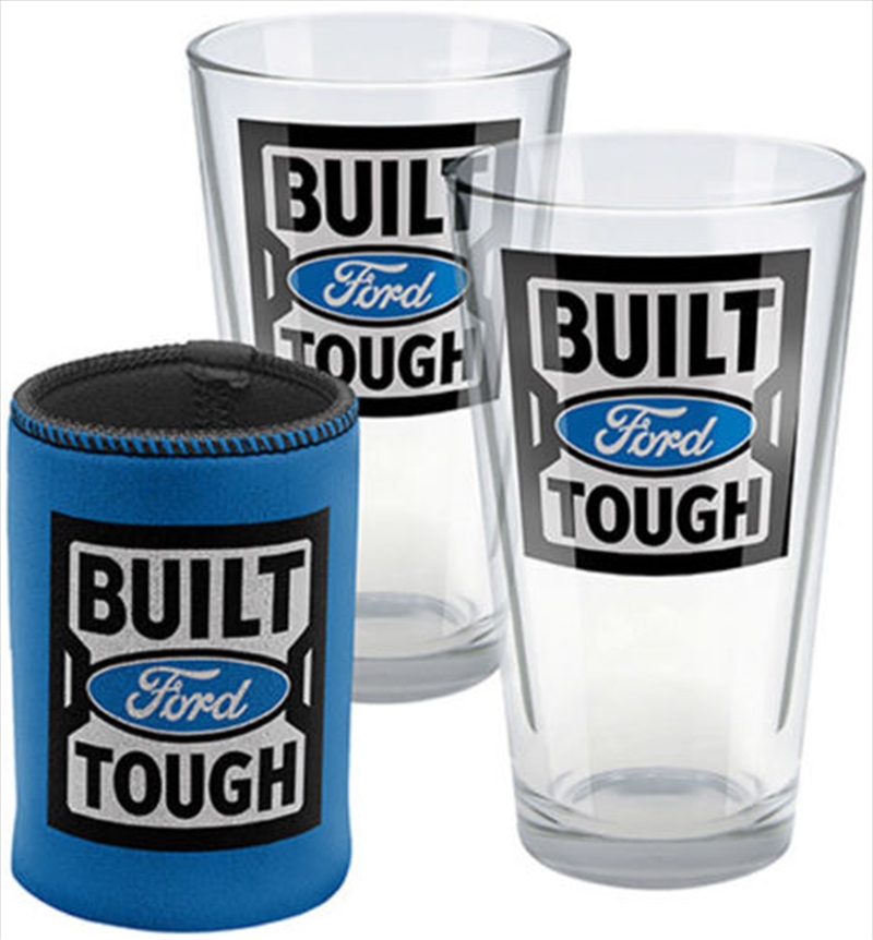 Ford Glasses Set of 2 + Can Cooler - Gift Pack/Product Detail/Coolers & Accessories