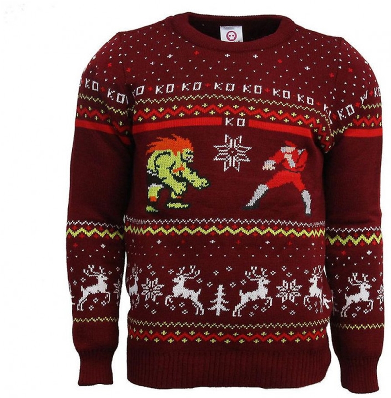Official Street Fighter Blanka vs Bison Christmas Jumper Ugly Sweater M/Product Detail/Outerwear