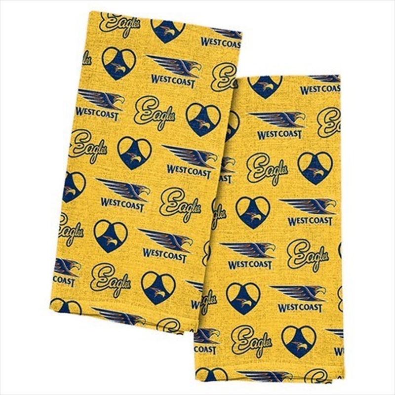 West Coast Eagles Tea Towel 2 Pack/Product Detail/Kitchenware
