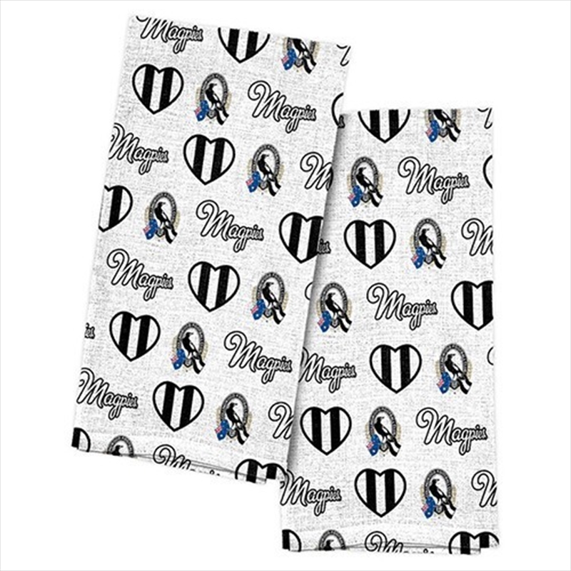 Collingwood Magpies Tea Towel 2 Pack/Product Detail/Kitchenware