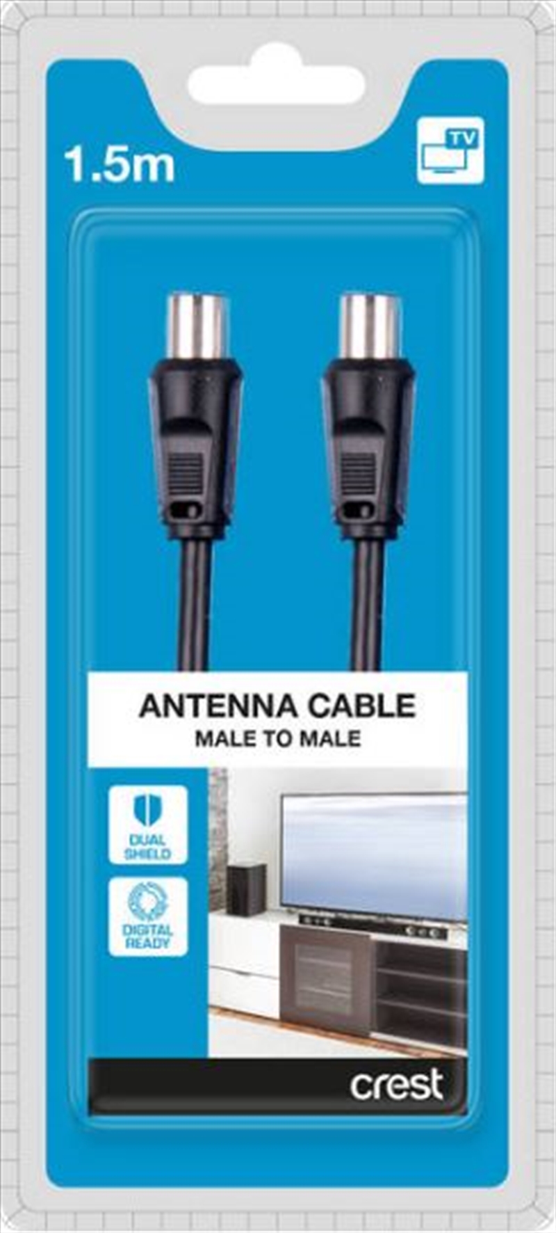 Dual Shield Male to Male TV Antenna Cable - 1.5M Black/Product Detail/Cables