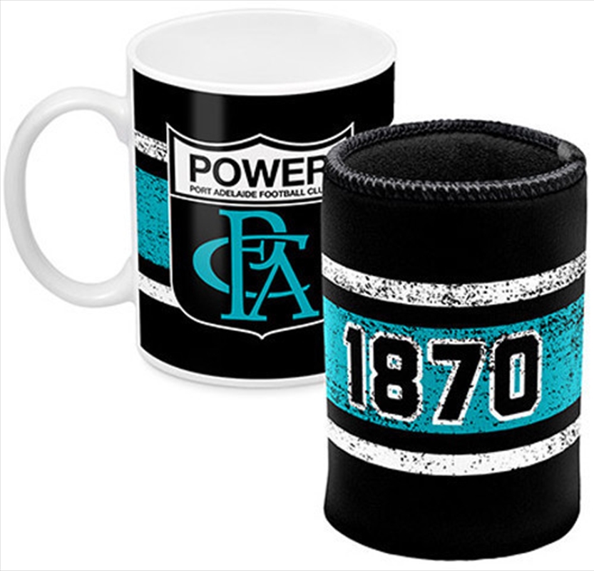 AFL Coffee Mug and Can Cooler Port Adelaide Power/Product Detail/Coolers & Accessories