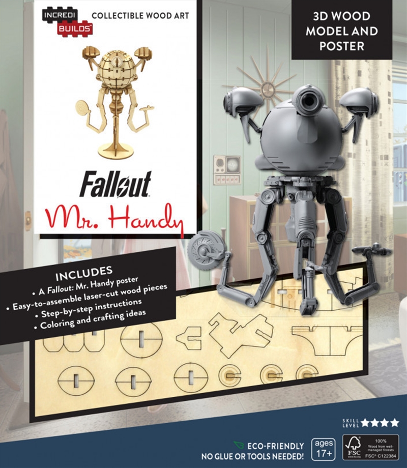 Incredibuilds Fallout Mr Handy 3D Wood Model and Poster/Product Detail/Building Sets & Blocks