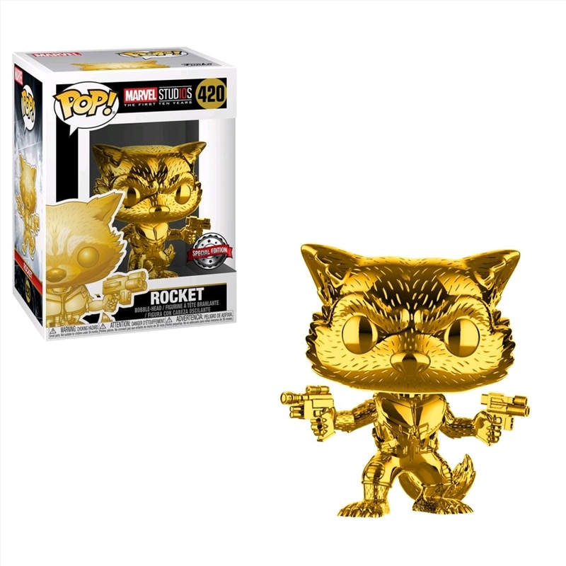 Marvel Studios 10th Anniversary - Rocket Gold Chrome Pop! Vinyl/Product Detail/Movies