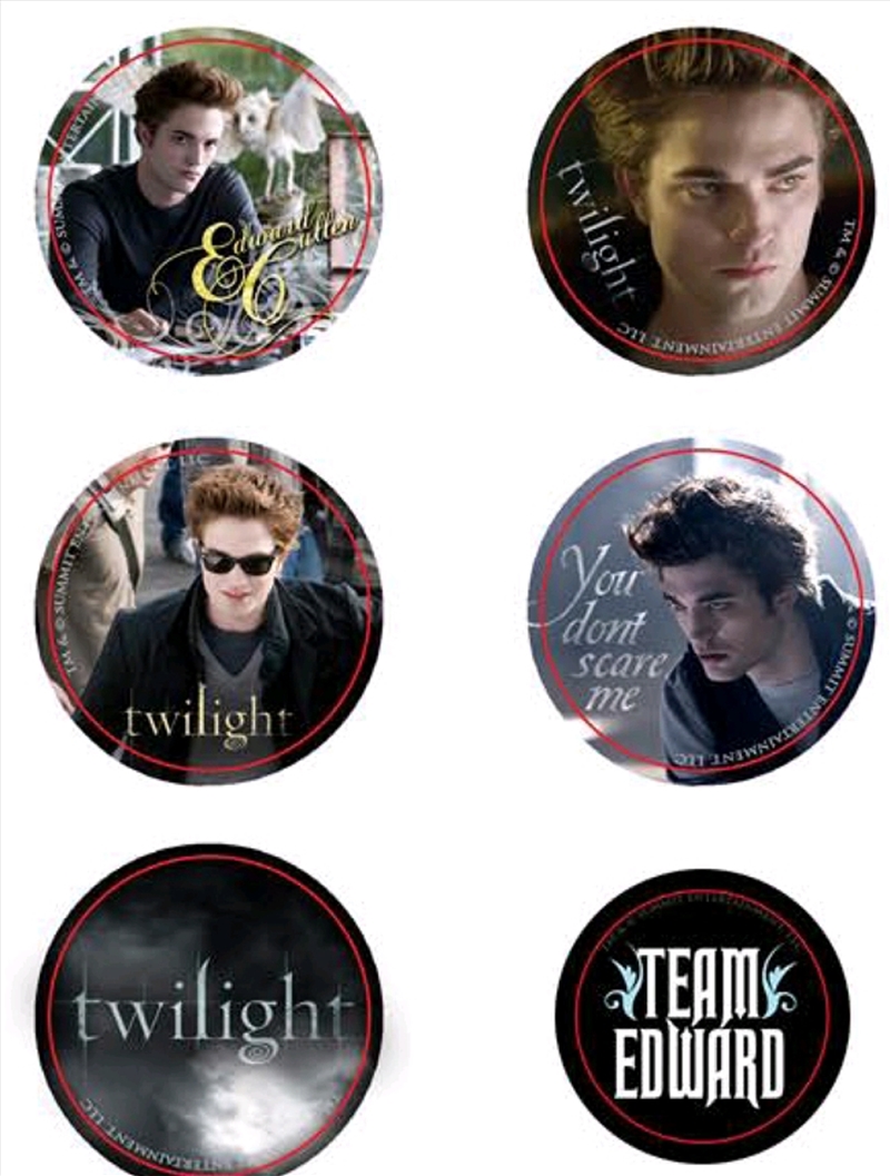 Twilight - Pin Set of 6 Style D Team Edward/Product Detail/Buttons & Pins