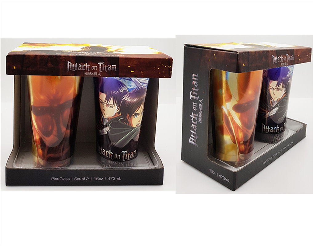 JUST FUNKY Attack on Titan - Pint Glass, set of 2/Product Detail/Glasses, Tumblers & Cups