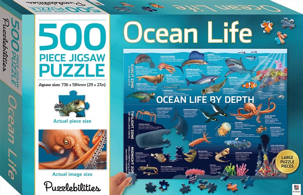 Ocean Life by Depth 500 Piece Jigsaw Puzzle, Puzzle Sanity