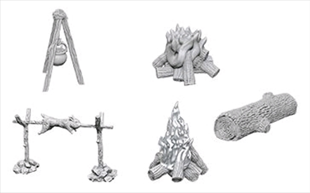 Wizkids - Deep Cuts Unpainted Miniatures: Camp Fire & Sitting Log/Product Detail/RPG Games