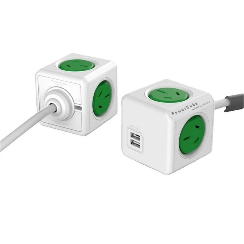 Powercube Extended 3.0m USB Surge - Green/Product Detail/Power Adaptors