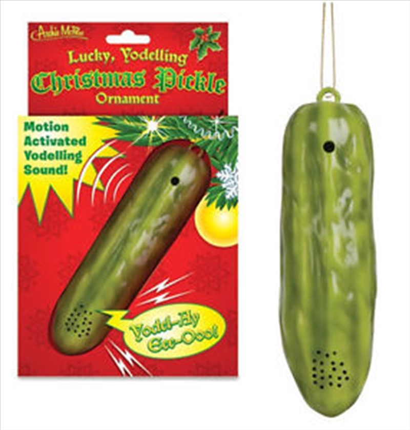 Lucky Yodelling Christmas Pickle Ornament - Archie Mcphee/Product Detail/Decor