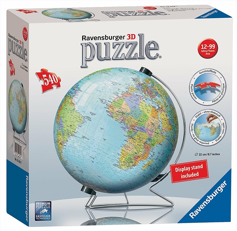 Ravensburger - World Globe 3D Puzzle 540 Pieces | Merchandise