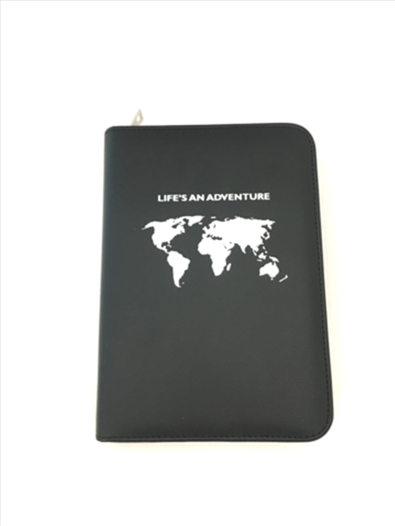 Lifes An Adventure Black Silver Lettering Zip Portfolio Folder with Pad/Product Detail/Notebooks & Journals