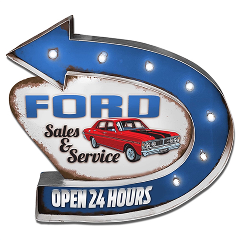 Ford Service Light Up Tin Sign