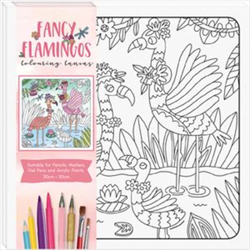 Fancy Flamingos - Children's Colouring Canvas | Colouring Book