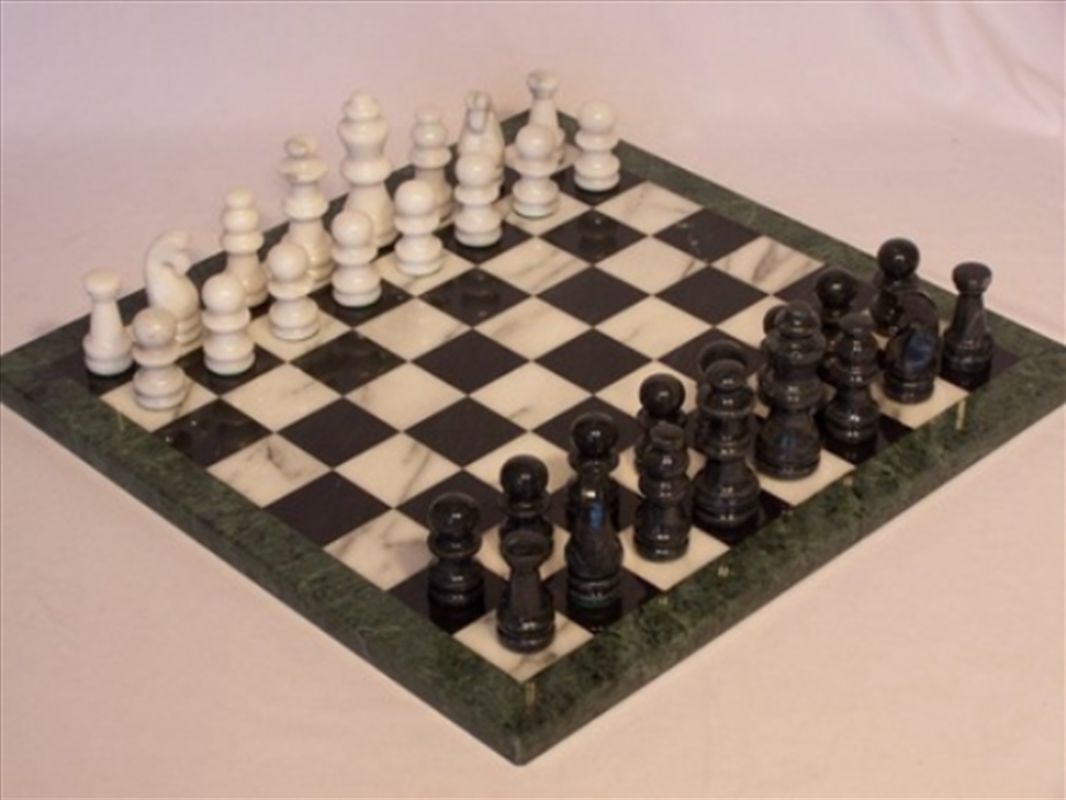 Marble Black White 16" Green Edge Chess Set/Product Detail/Board Games
