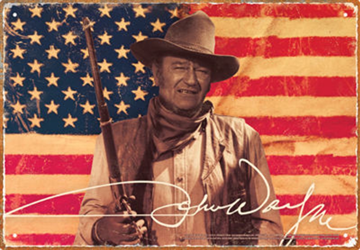 John Wayne Flag Tin Sign/Product Detail/Posters & Prints