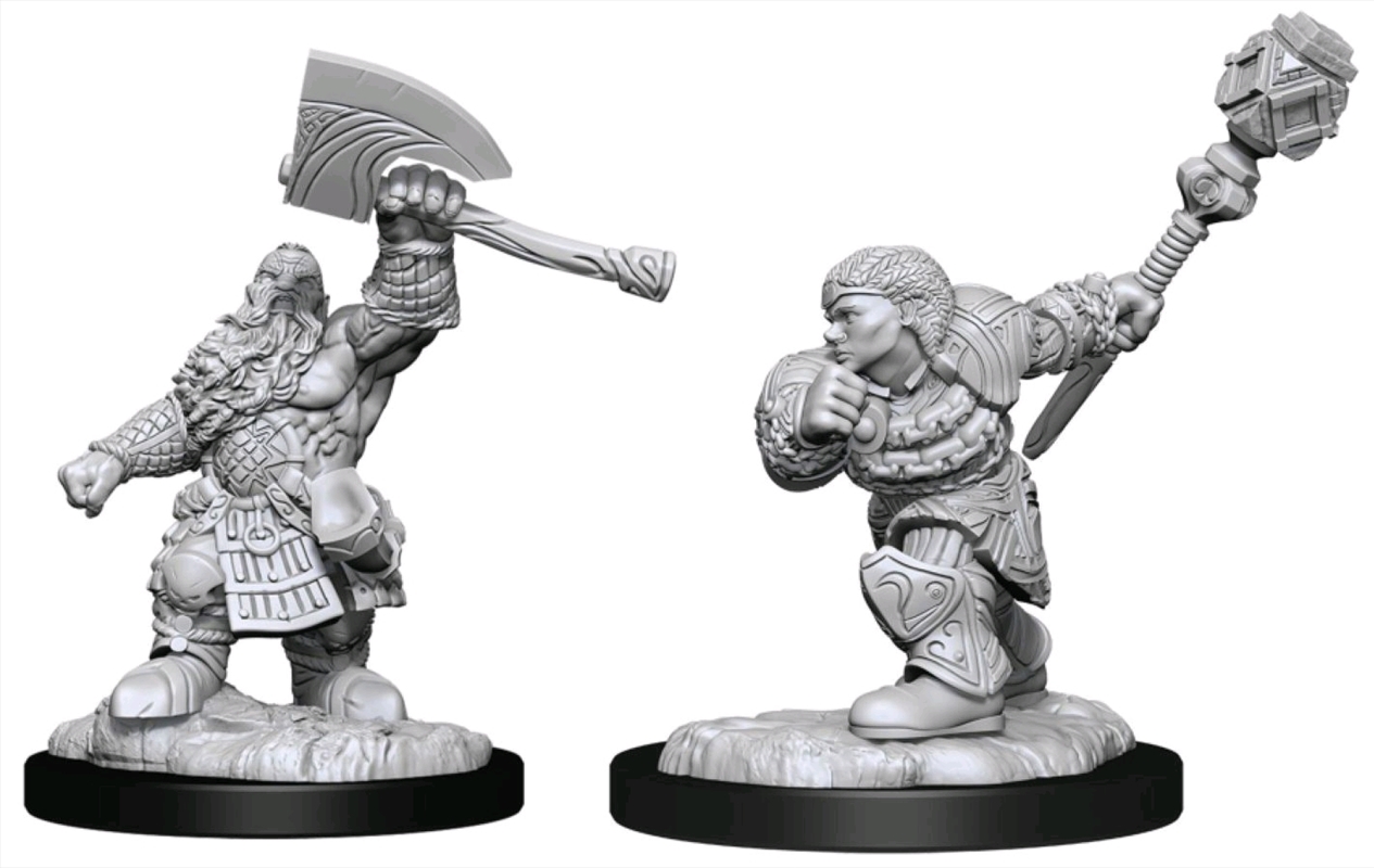 Magic the Gathering - Unpainted Miniatures: Dwarf Fighter & Dwarf Cleric | Games