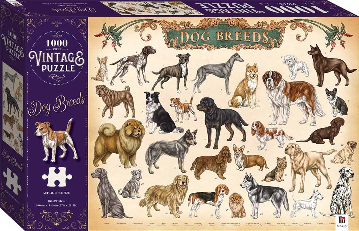 Vintage Puzzle - Dog Breeds 1000 Piece Puzzle | Merchandise