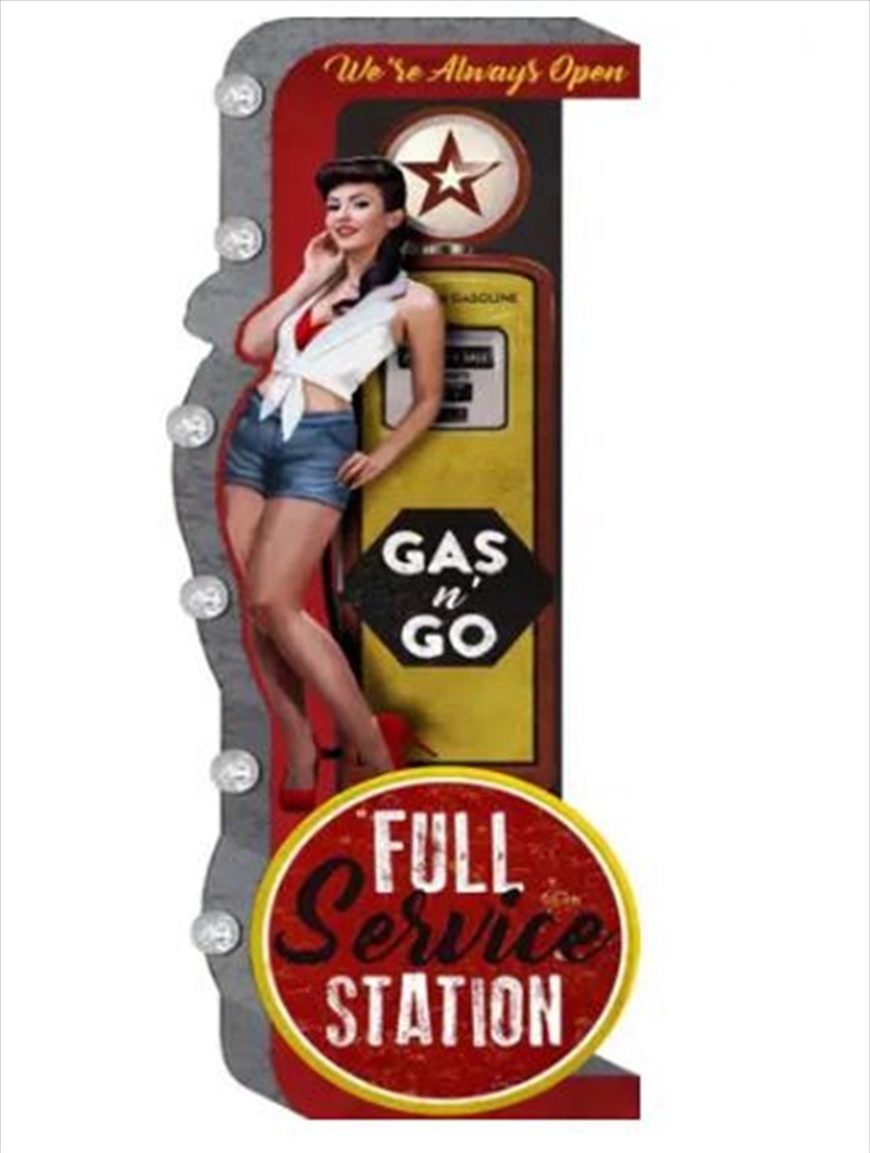 Man Cave Full Service Station Gas n Go Tin Double Sided Wall Sign Light/Product Detail/Wall Lights