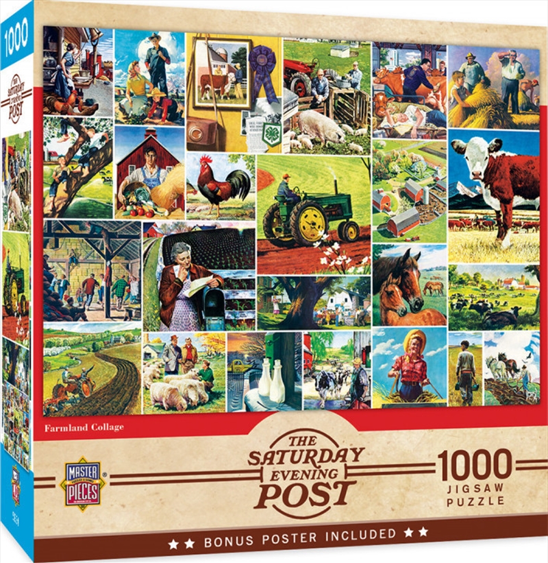 Masterpieces Puzzle The Saturday Evening Post Norman Rockwell Farmland Collage Puzzle 1,000 pieces/Product Detail/Art and Icons