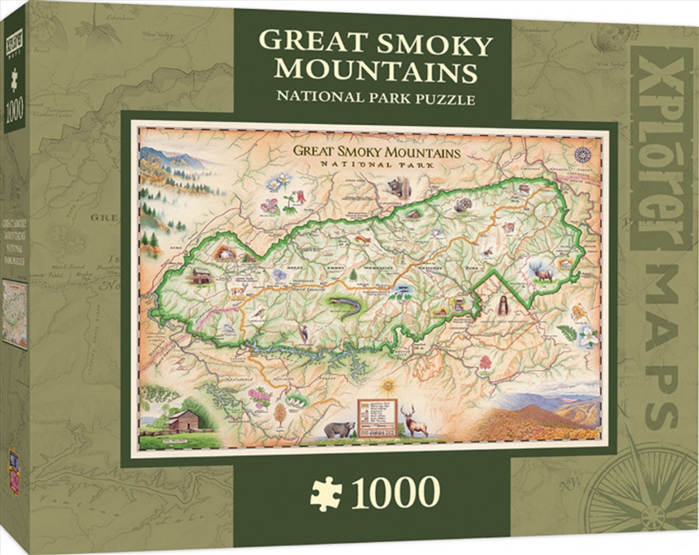 Masterpieces Puzzle Xplorer Maps Great Smoky Mountains National Park Map Puzzle 1,000 pieces/Product Detail/Destination