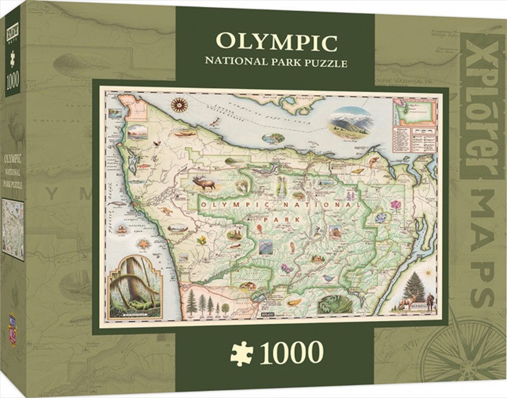 Masterpieces Puzzle Xplorer Maps Olympic National Park Map Puzzle 1,000 pieces/Product Detail/Destination