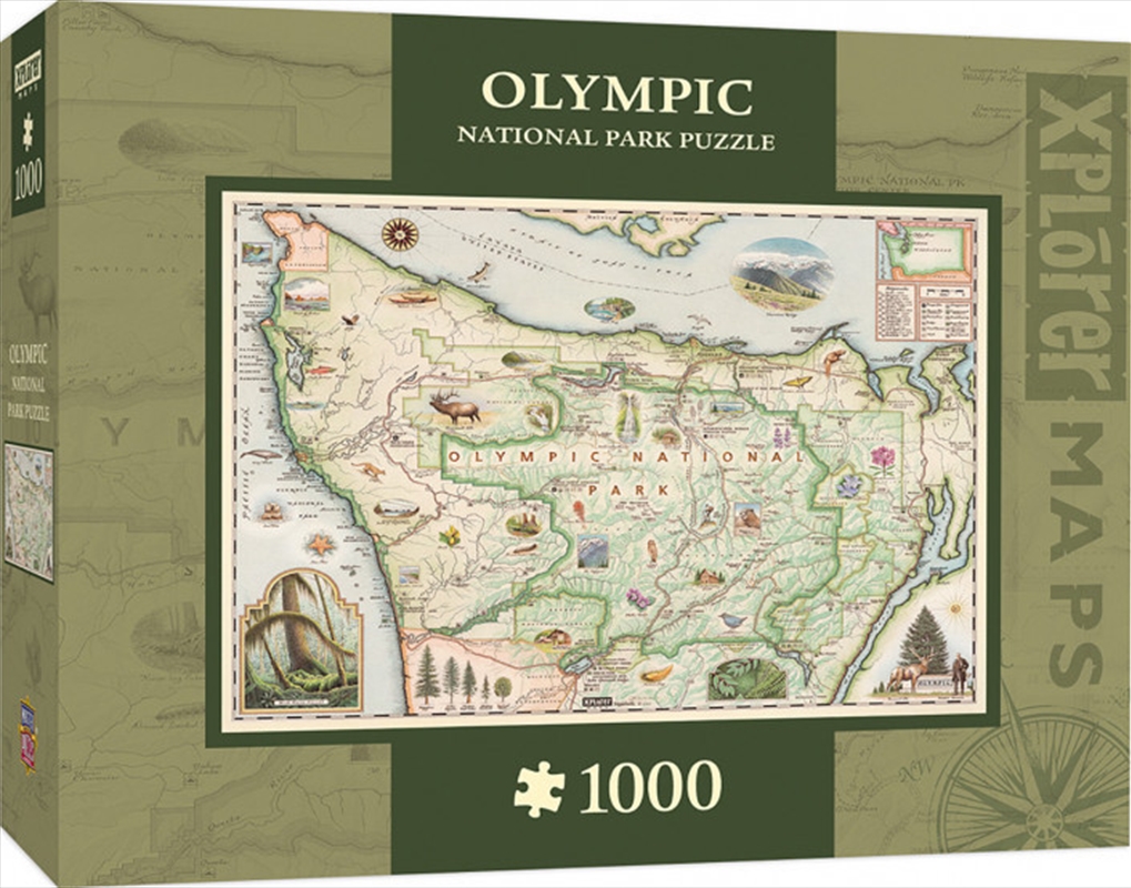 Olympic National Forest Map Masterpieces Puzzle Xplorer Maps Olympic National Park Map Puzzle 1000  Pieces, Puzzle | Sanity
