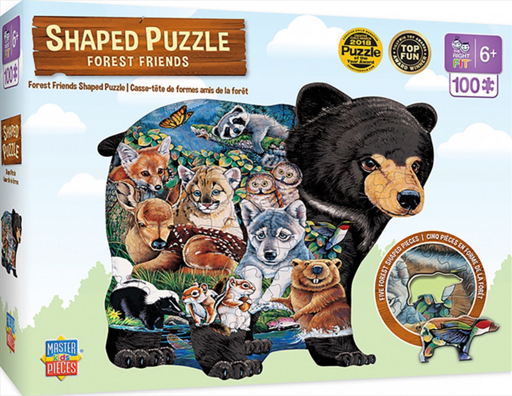 Masterpieces Puzzle Shaped Forest Friends Puzzle 100 pieces | Merchandise