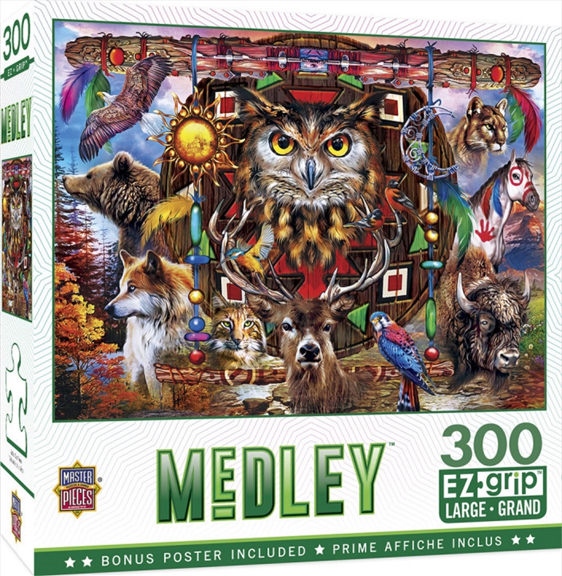 Masterpieces Puzzle Medley Animal Totems Ez Grip Puzzle 300 pieces | Merchandise