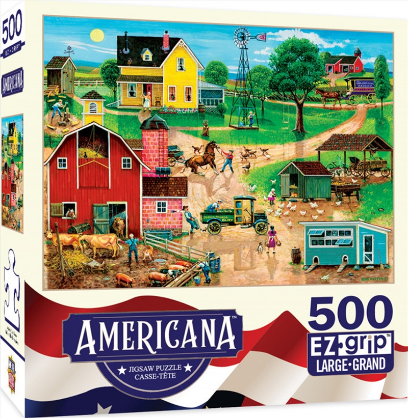 Masterpieces Puzzle Americana by Bob Pettis After the Chores Ez Grip Puzzle 500 pieces/Product Detail/Art and Icons
