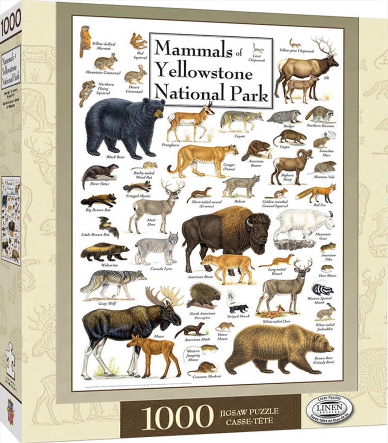 Masterpieces Puzzle Poster Art Mammals of Yellowstone National Park Puzzle 1,000 pieces | Merchandise