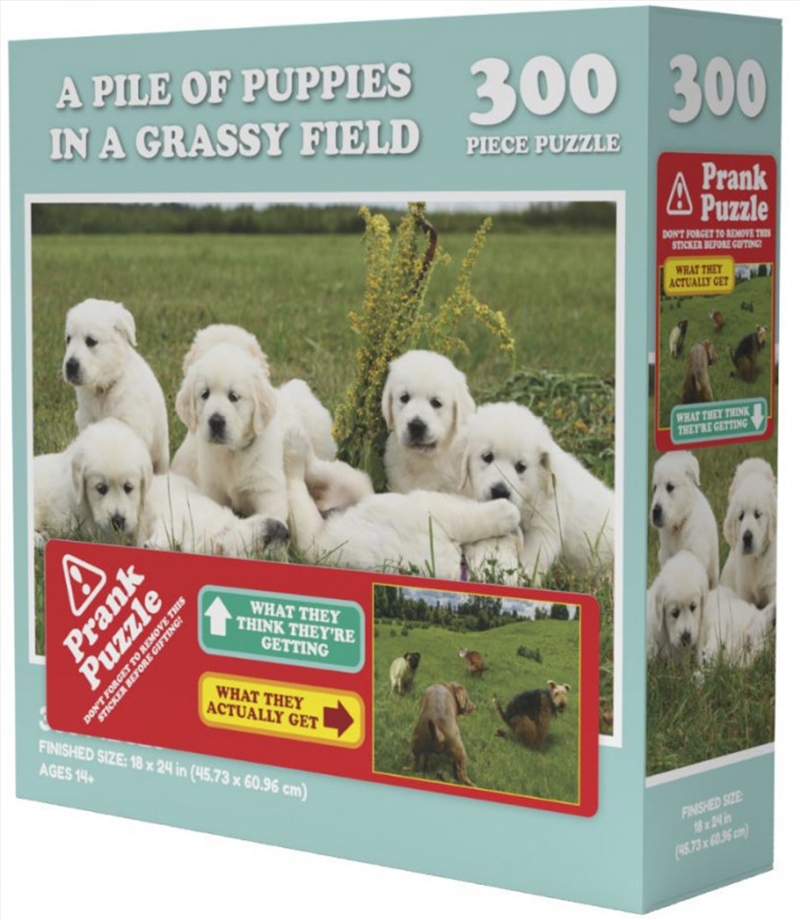 A Pile Of Puppies In A Grassy Field - Prank Puzzle 300 pieces, Puzzle