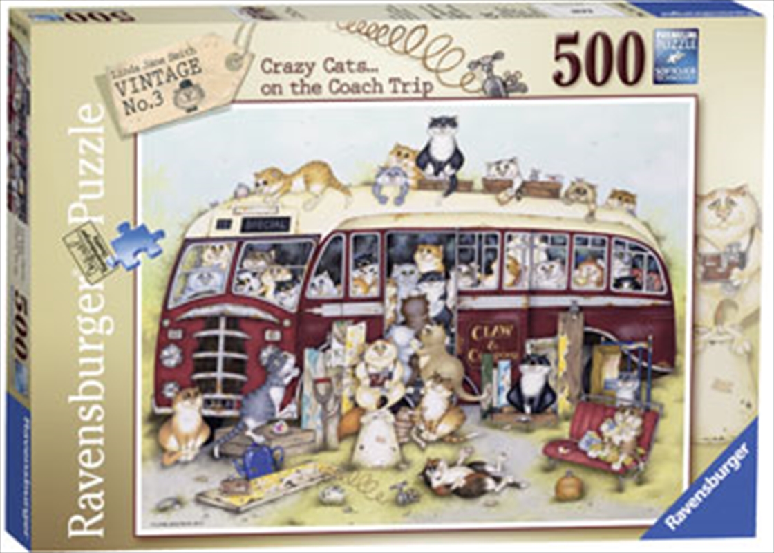 Crazy Cats On The Coach Trip Puzzle 500pc | Merchandise