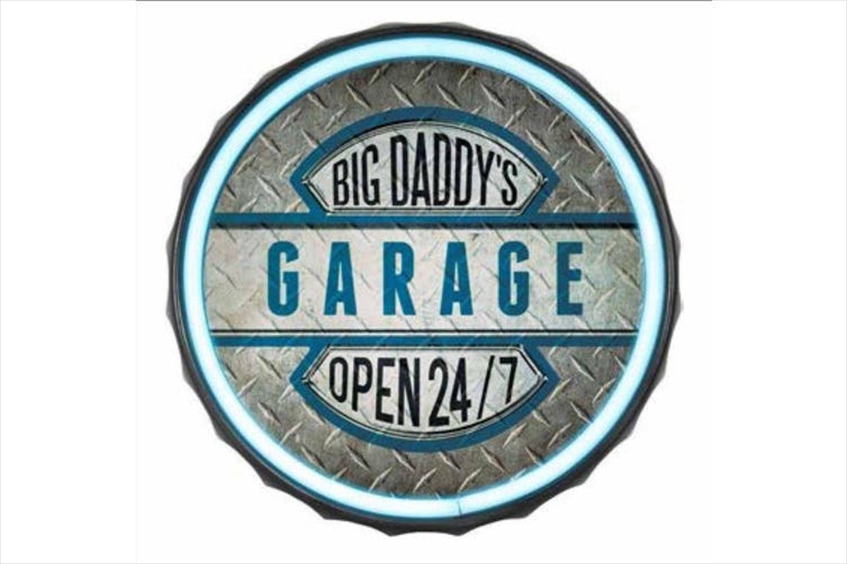 Big Daddys Garage Man Cave Rope LED Round Bottle Cap Wall Sign Light | Accessories