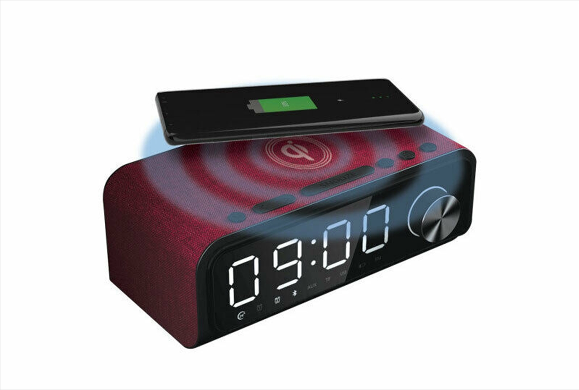 Laser - Fabric Qi Wireless Charging Alarm With Bluetooth Speaker - Red/Product Detail/Speakers