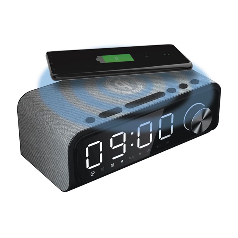 Laser - Fabric Qi Wireless Charging Alarm With Bluetooth Speaker - Grey/Product Detail/Speakers