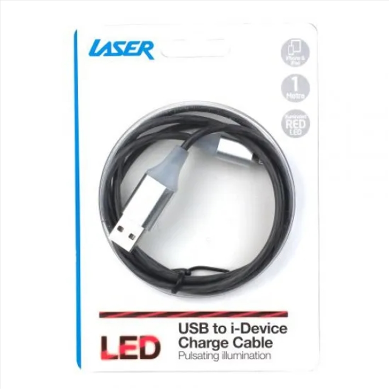 Laser 1m USB to i-Device LED Charge Cable (Black)/Product Detail/Cables