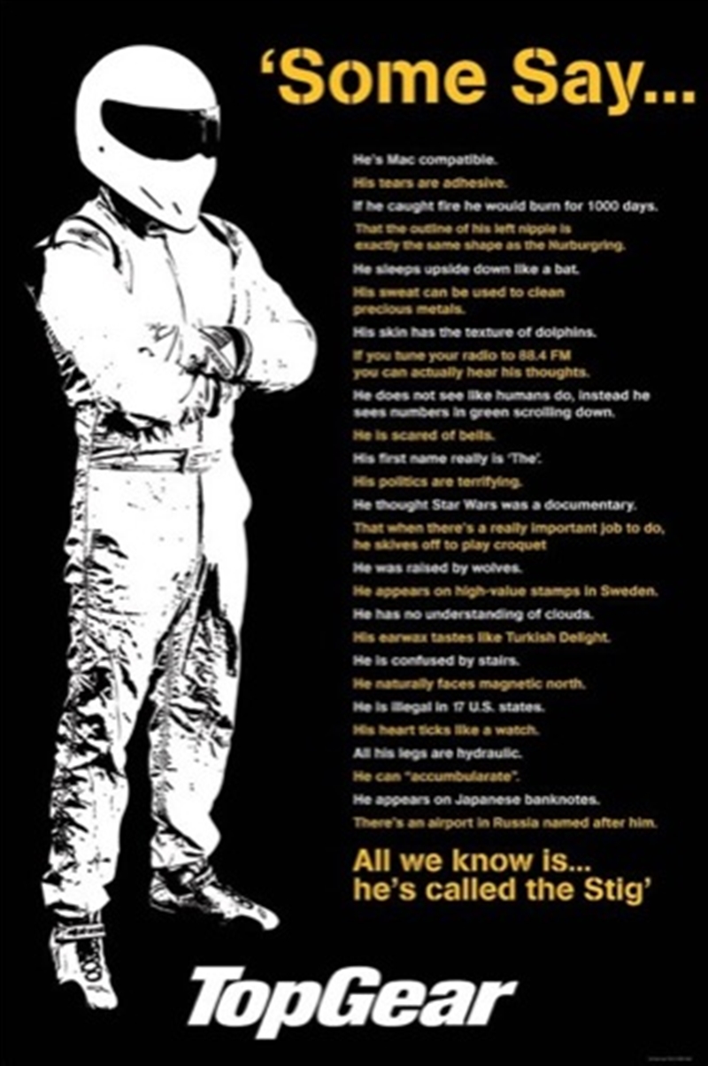 Top Gear Stig Quotes Poster Posters, Merchandise Sanity
