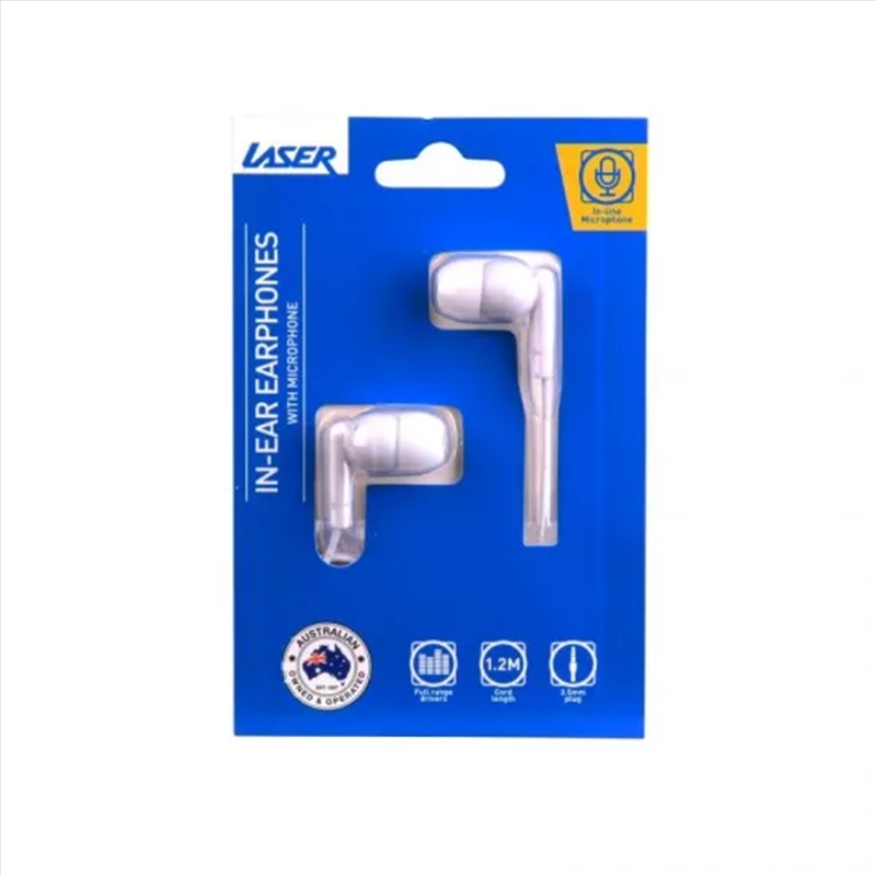 Laser Earbud Headphone with Mic in White/Product Detail/Headphones