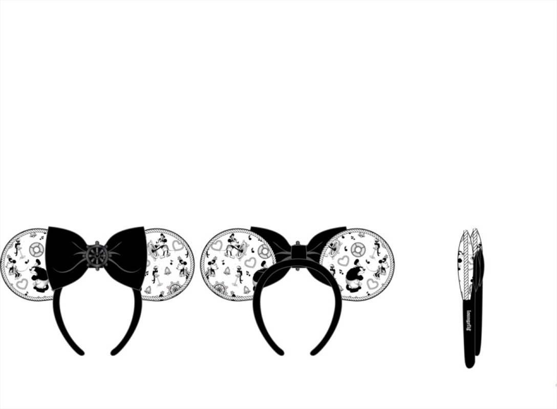 Loungefly - Mickey Mouse - Steamboat Willie Ears Bow Rope Piping Headband/Product Detail/Beanies & Headwear