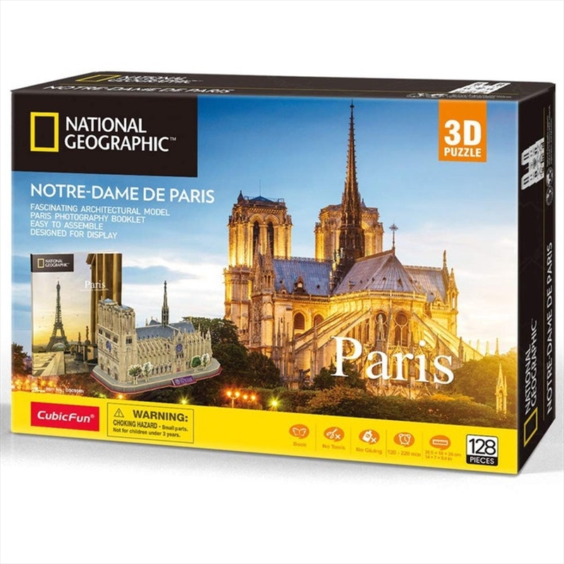 National Geographic - Paris Notre Dame 3D Puzzle - 128 Piece | Merchandise