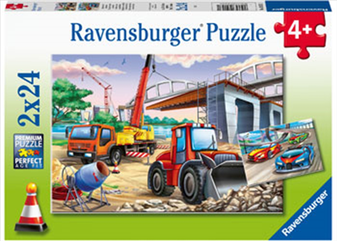 Ravensburger Construction And Cars 2 x 24 Piece Puzzle, Puzzle | Sanity